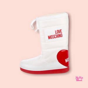 Love Moschino red heart moon boots