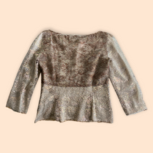 Load image into Gallery viewer, Flourescent/metallic lace print v-neck blouse
