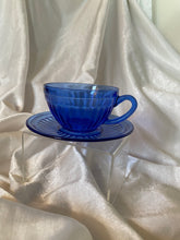 Load image into Gallery viewer, Blue depression glass teacup &amp; saucer (single set)
