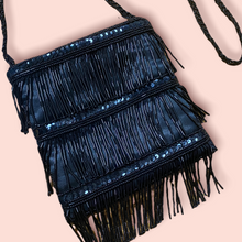 Load image into Gallery viewer, Satin with fringe mini crossbody
