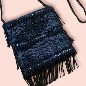 Satin with fringe mini crossbody