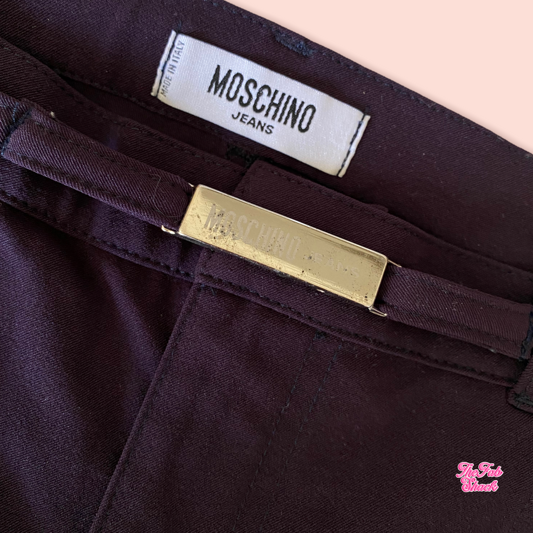 Moschino skinny silver buckle wide length pants