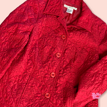 Load image into Gallery viewer, quilted cherry red button down jacket
