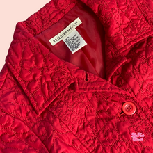 Load image into Gallery viewer, quilted cherry red button down jacket
