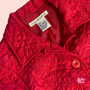 quilted cherry red button down jacket