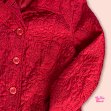 Load image into Gallery viewer, quilted cherry red button down jacket
