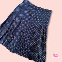 Load image into Gallery viewer, Moschino navy and polka dot pleated skirt
