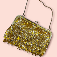 Load image into Gallery viewer, Champagne Gold Tear Drop Beaded Handbag
