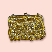 Load image into Gallery viewer, Champagne Gold Tear Drop Beaded Handbag
