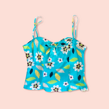 Load image into Gallery viewer, Moschino brand new with tags 100% silk aqua floral cami top
