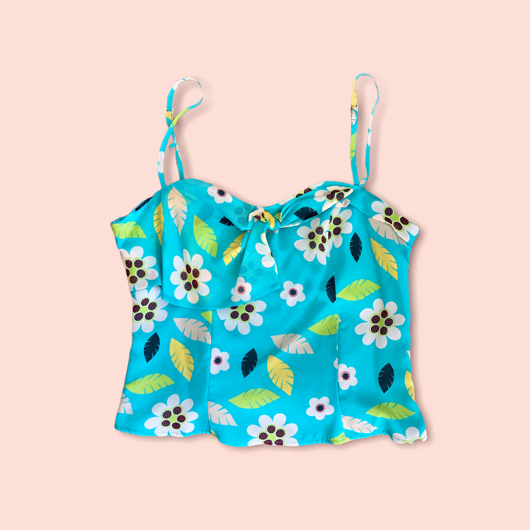 Moschino silk aqua floral cami top