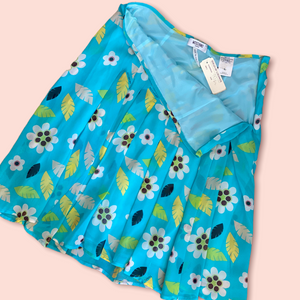 Moschino (100%) silk aqua floral skirt
