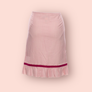 Blush pink with velvet ribbon knee-length skirt